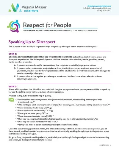 Speaking Up to Disrespect Activity